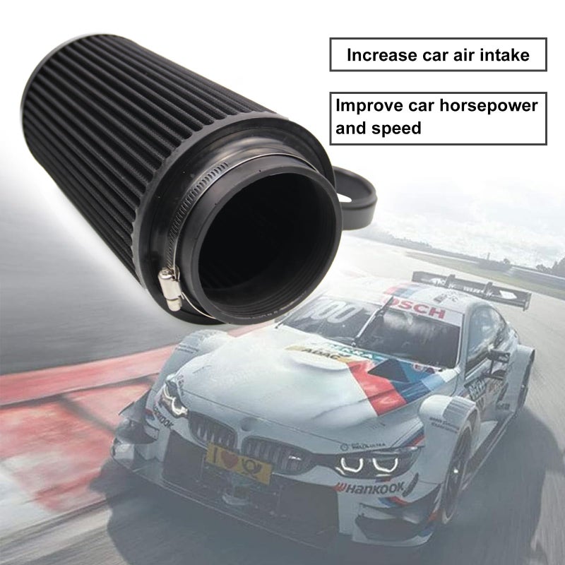 RYANSTAR RACING RYANSTAR Universal Clamp-On Air Filter Three Different Size 76MM 89MM 102MM High Flow Round Tapered Cone Closed-Top Cool Air Filter Cleaner Fit compatible with car and Motorcycle Black - Image 4